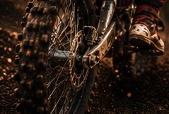 Front wheel and boot in motion